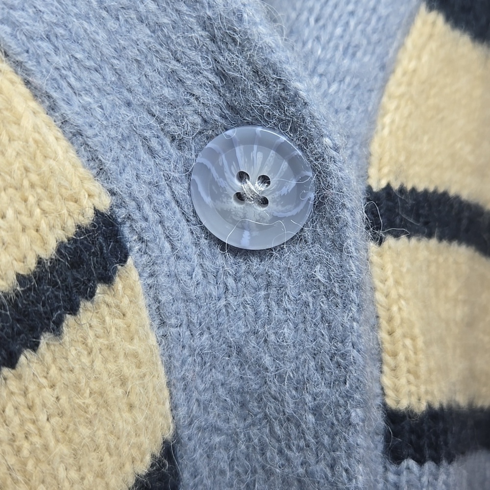 Fat Face Alpaca Heather Stripe V-Neck Button Front Sweater Cardigan NWOT - Picture 4 of 13